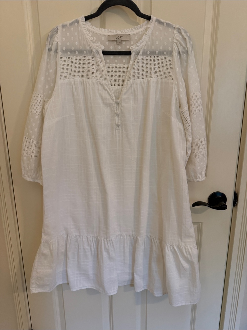 LOFT White Eyelet Peasant Tunic Dress